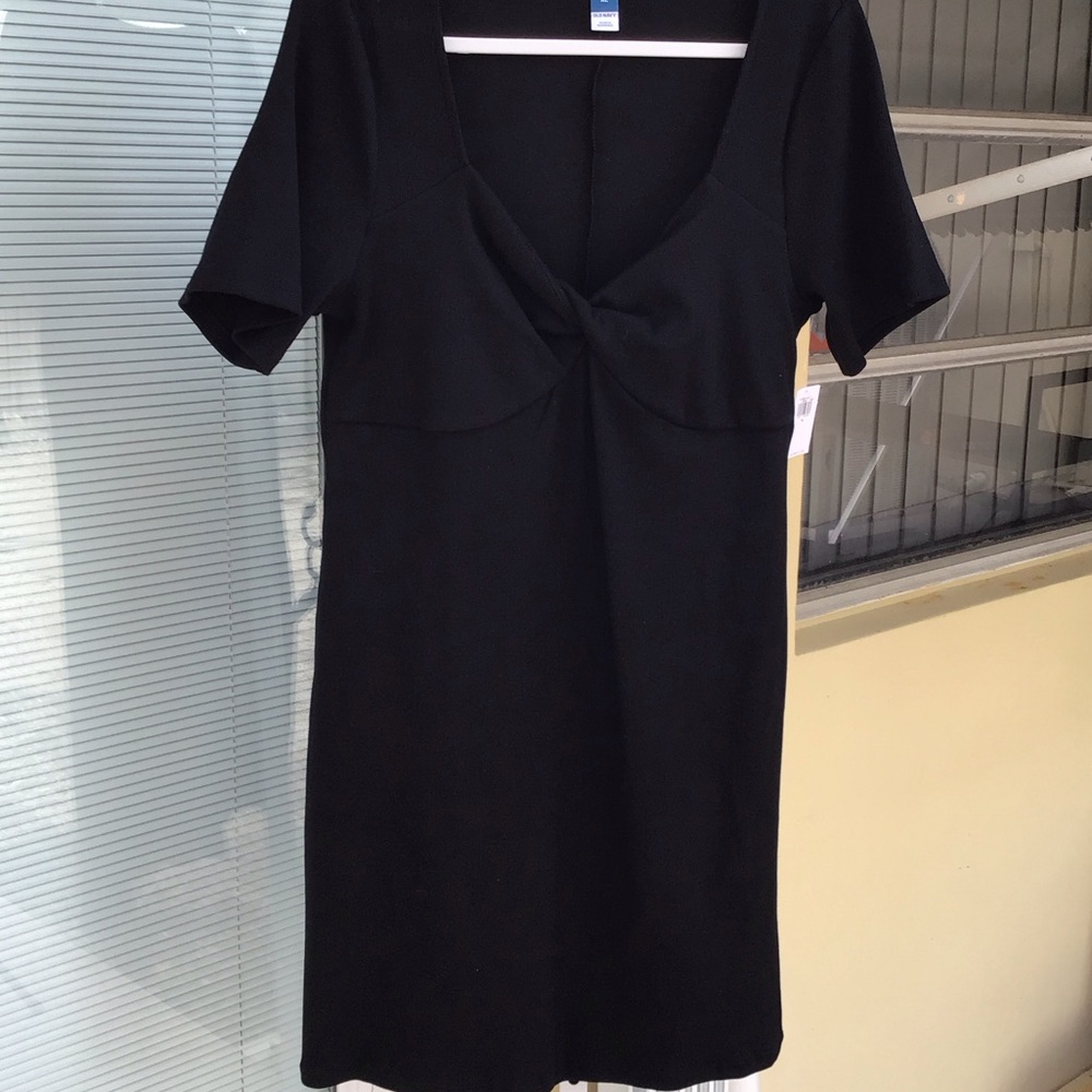 Old Navy Black Knot-Front Midi Dress